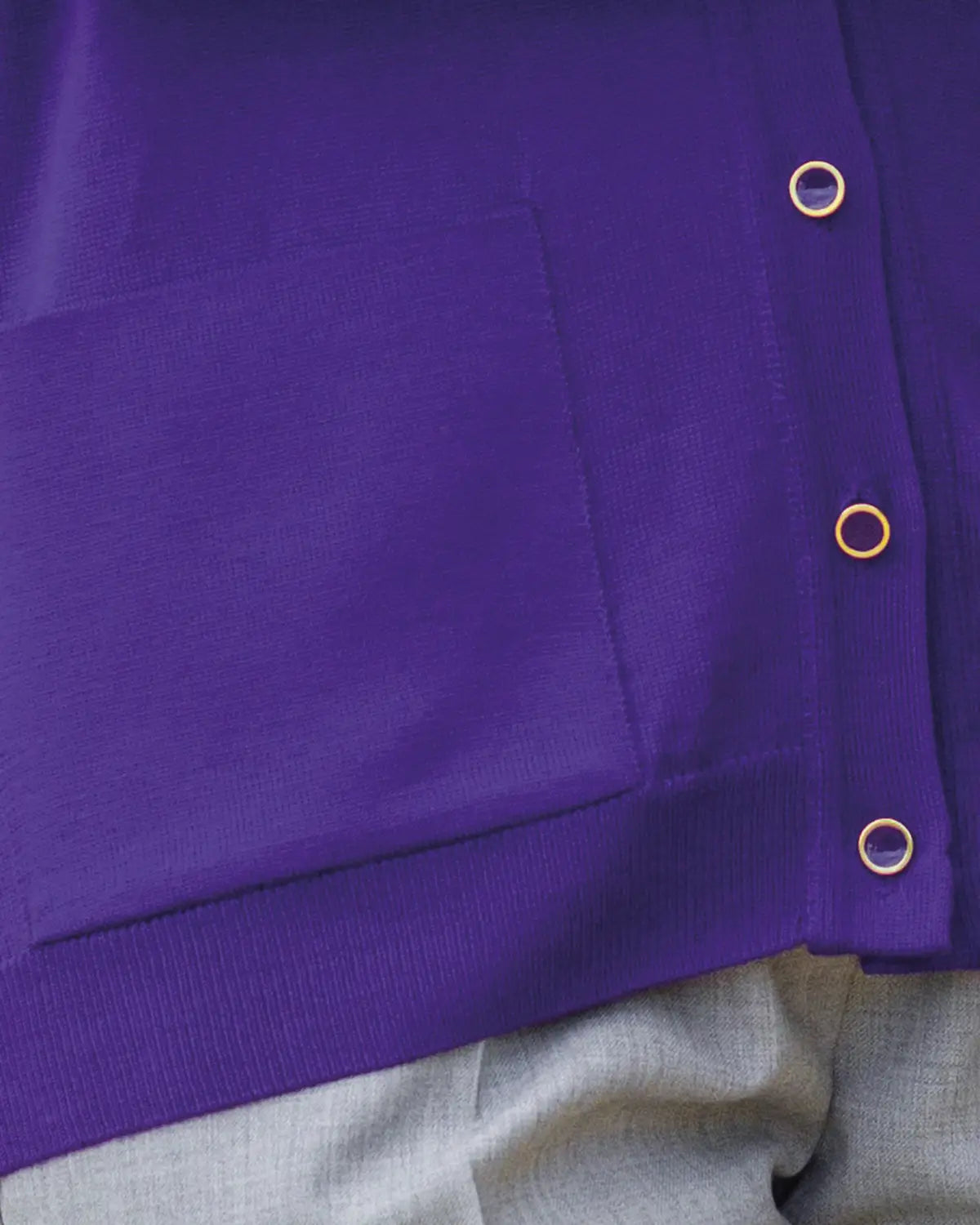 Ladies’ Pure Merino Wool V-Neck Cardigan – Purple