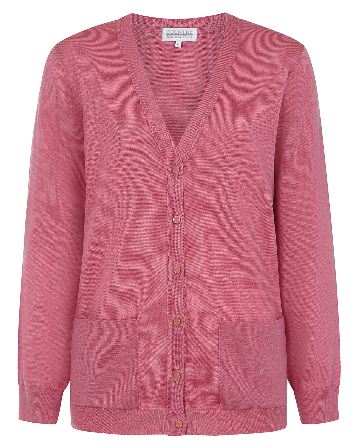 Ladies’ Pure Merino Wool V-Neck Cardigan – Rose