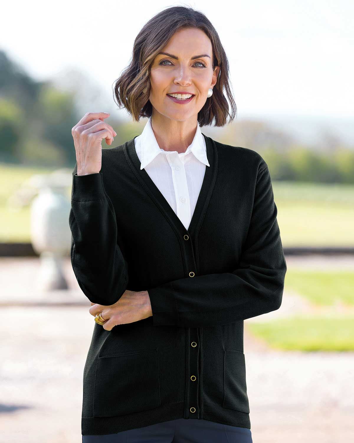 Merino Wool Cardigan - Black - Country Collection