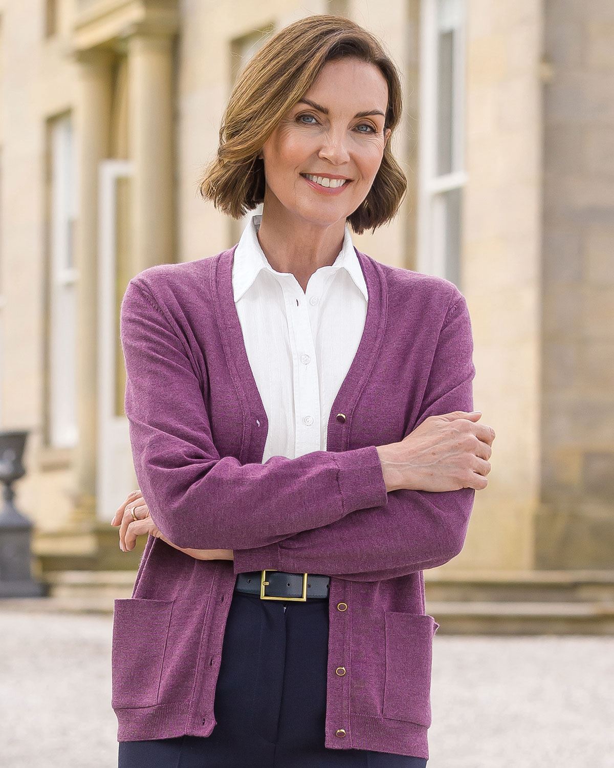 Merino Wool Cardigan - Plum - Country Collection