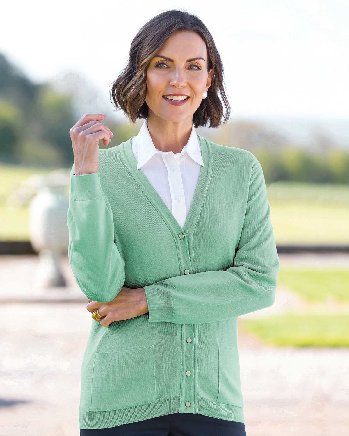 Merino Wool Cardigan - Apple - Country Collection