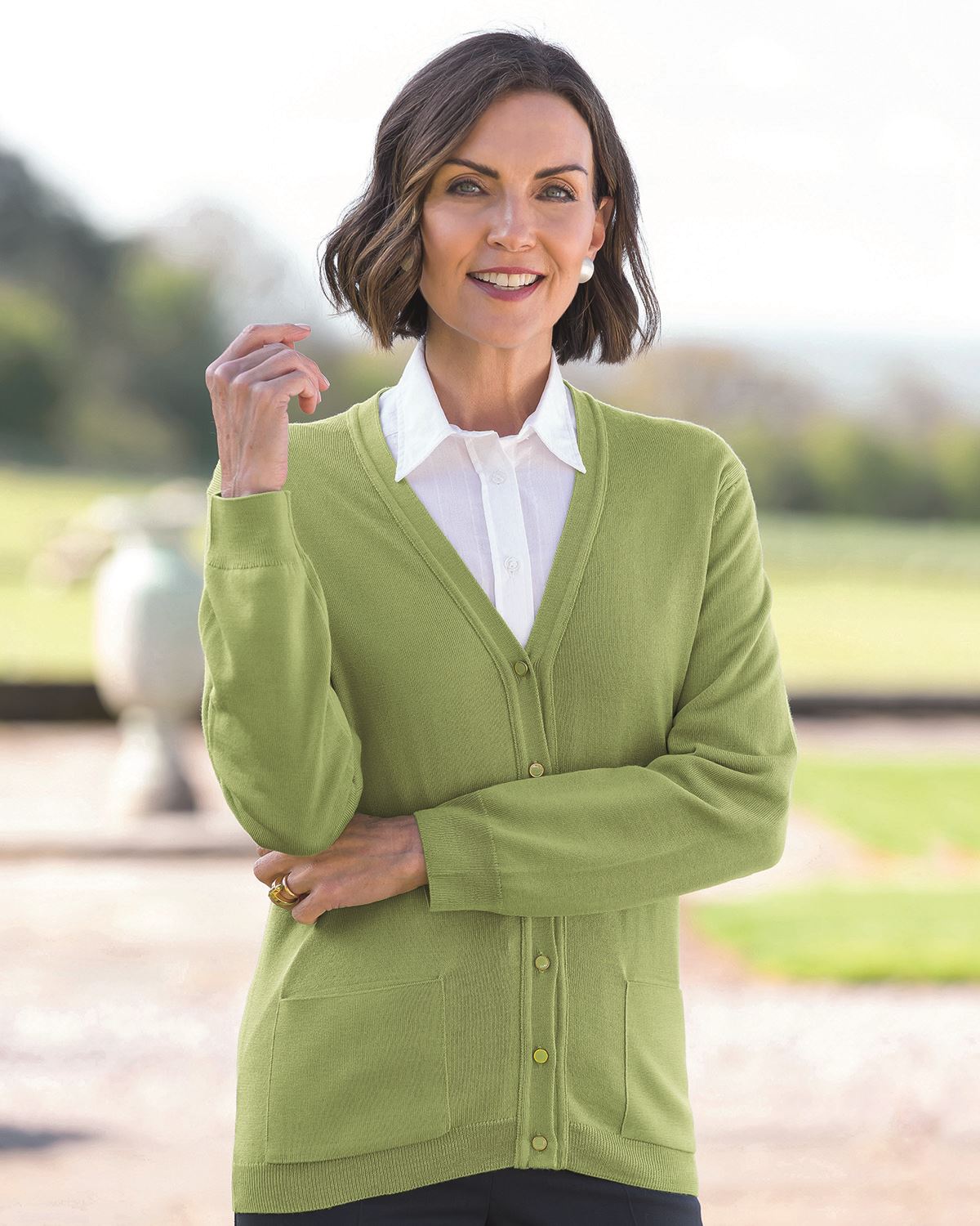 Merino Wool Cardigan - Kiwi - Country Collection