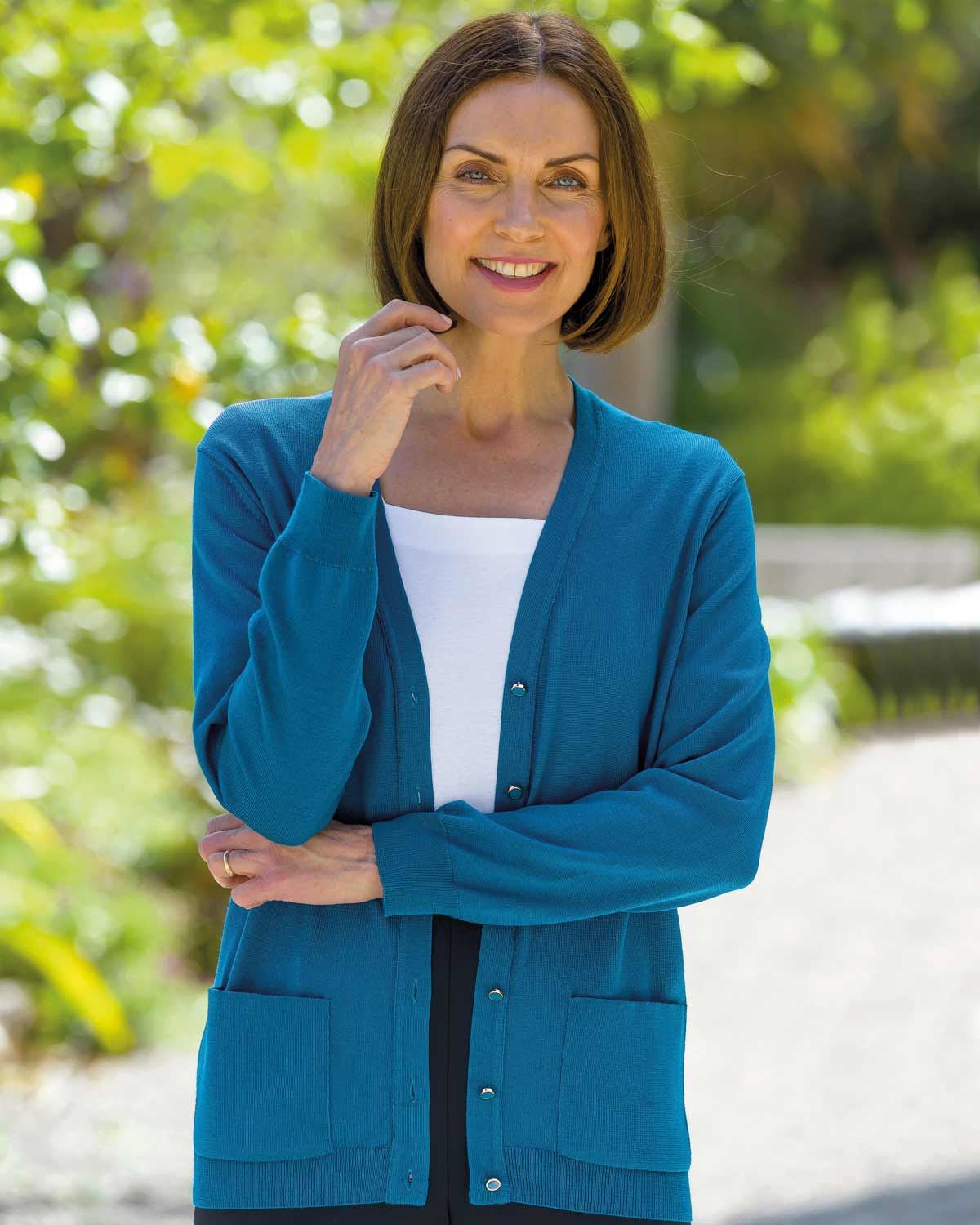 Merino Wool Cardigan - Peacock - Country Collection