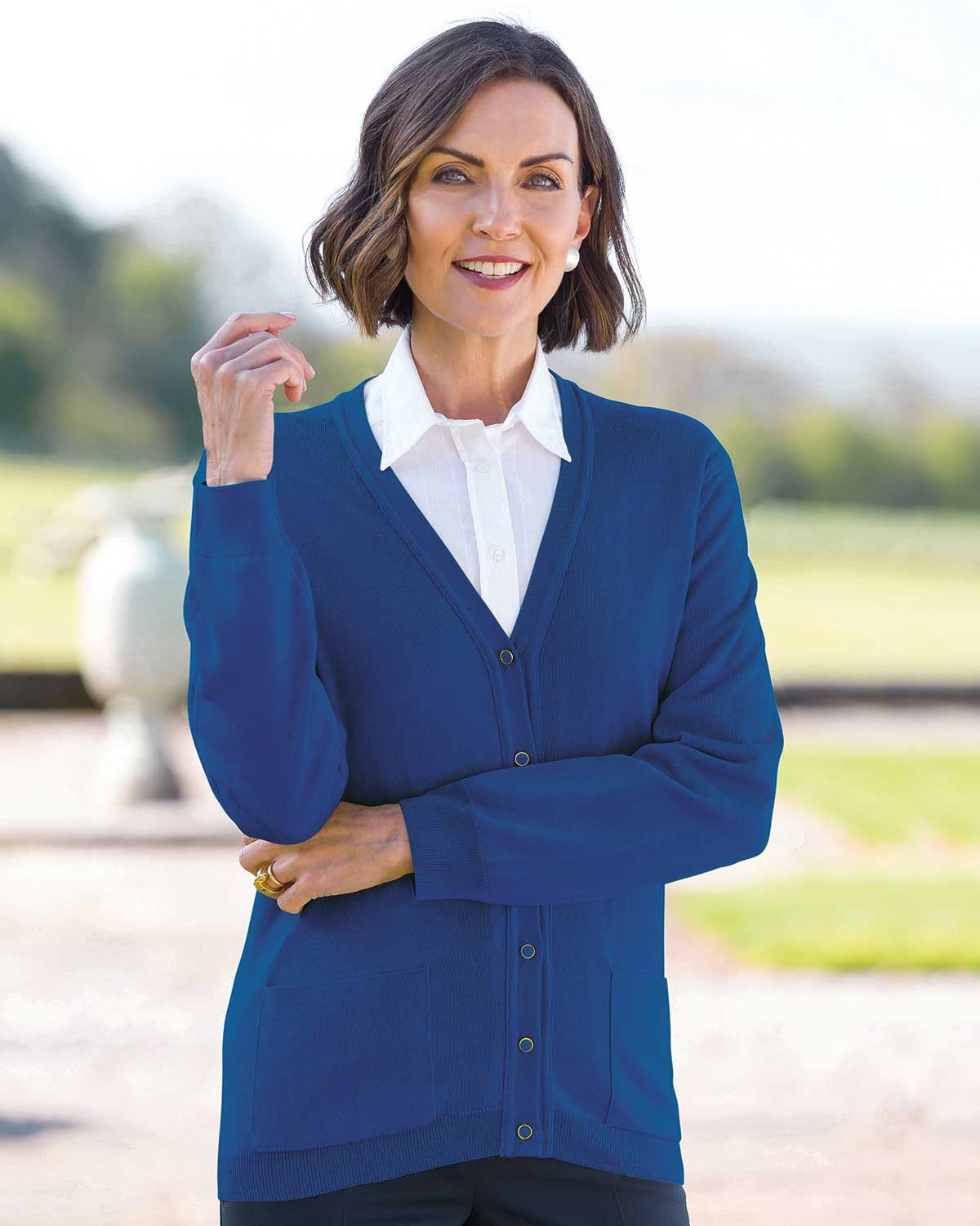 Merino Wool Cardigan - Sapphire - Country Collection