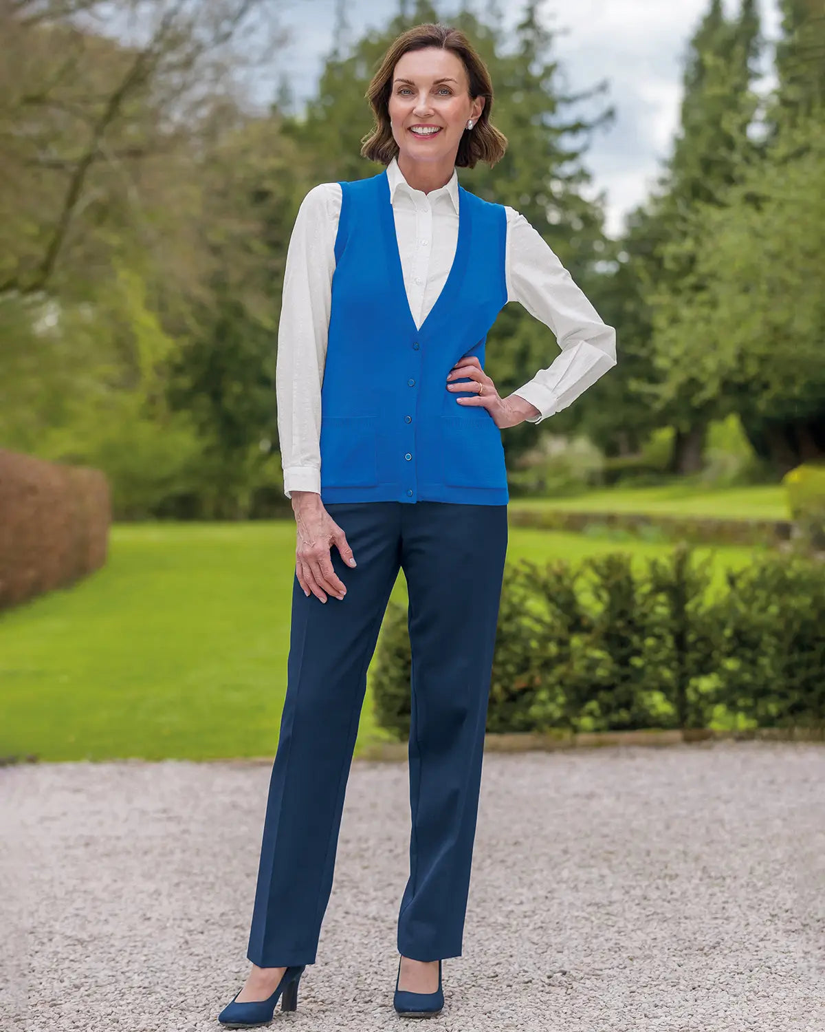 Ladies’ Pure Merino Wool Waistcoat – Azure