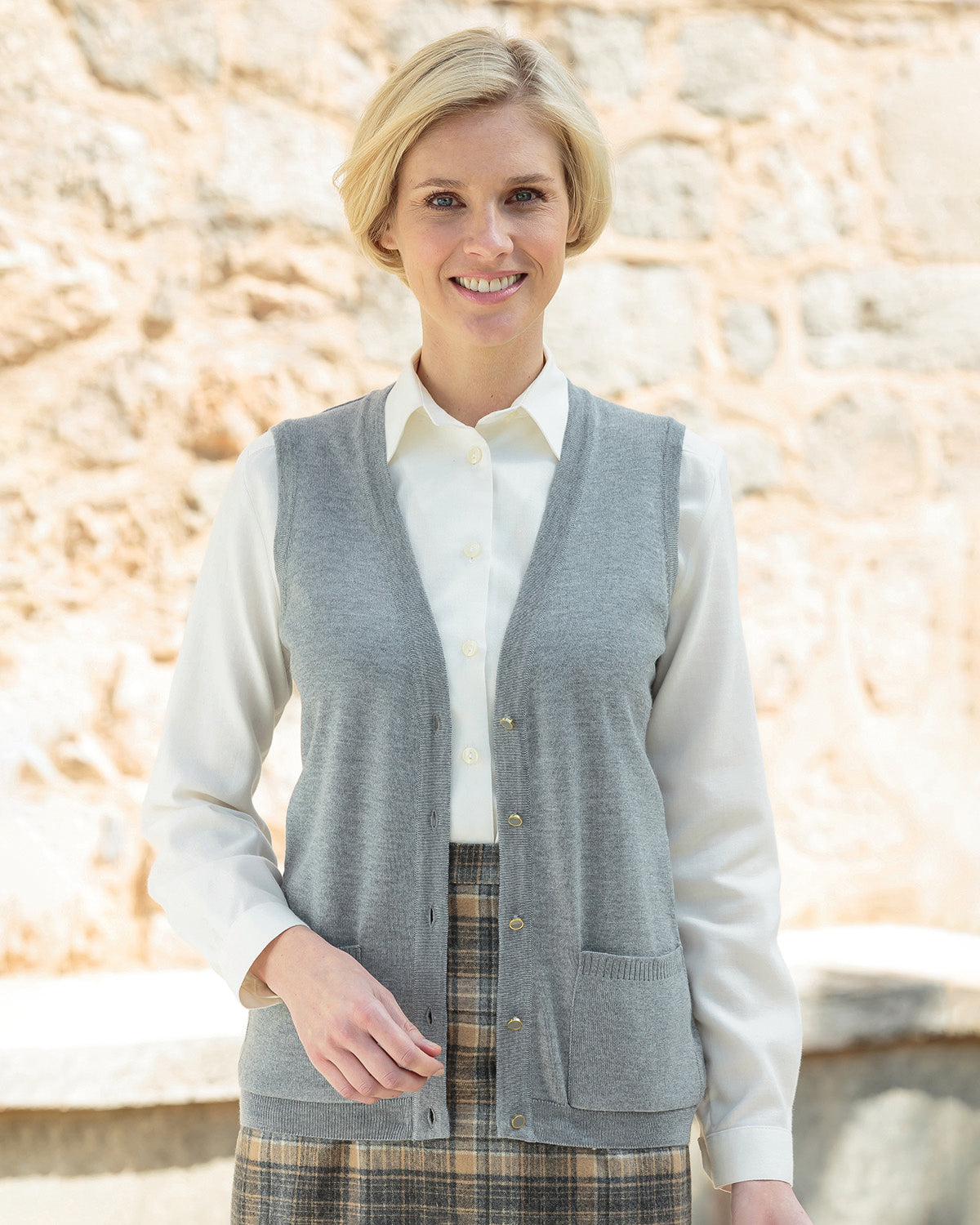 Ladies’ Pure Merino Wool Waistcoat – Grey