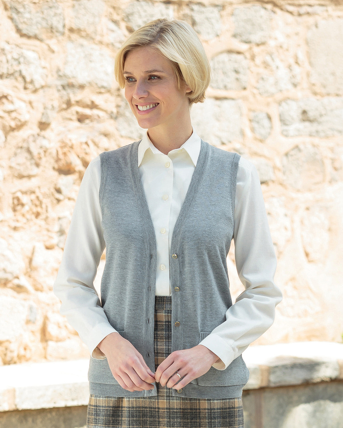 Ladies’ Pure Merino Wool Waistcoat – Grey