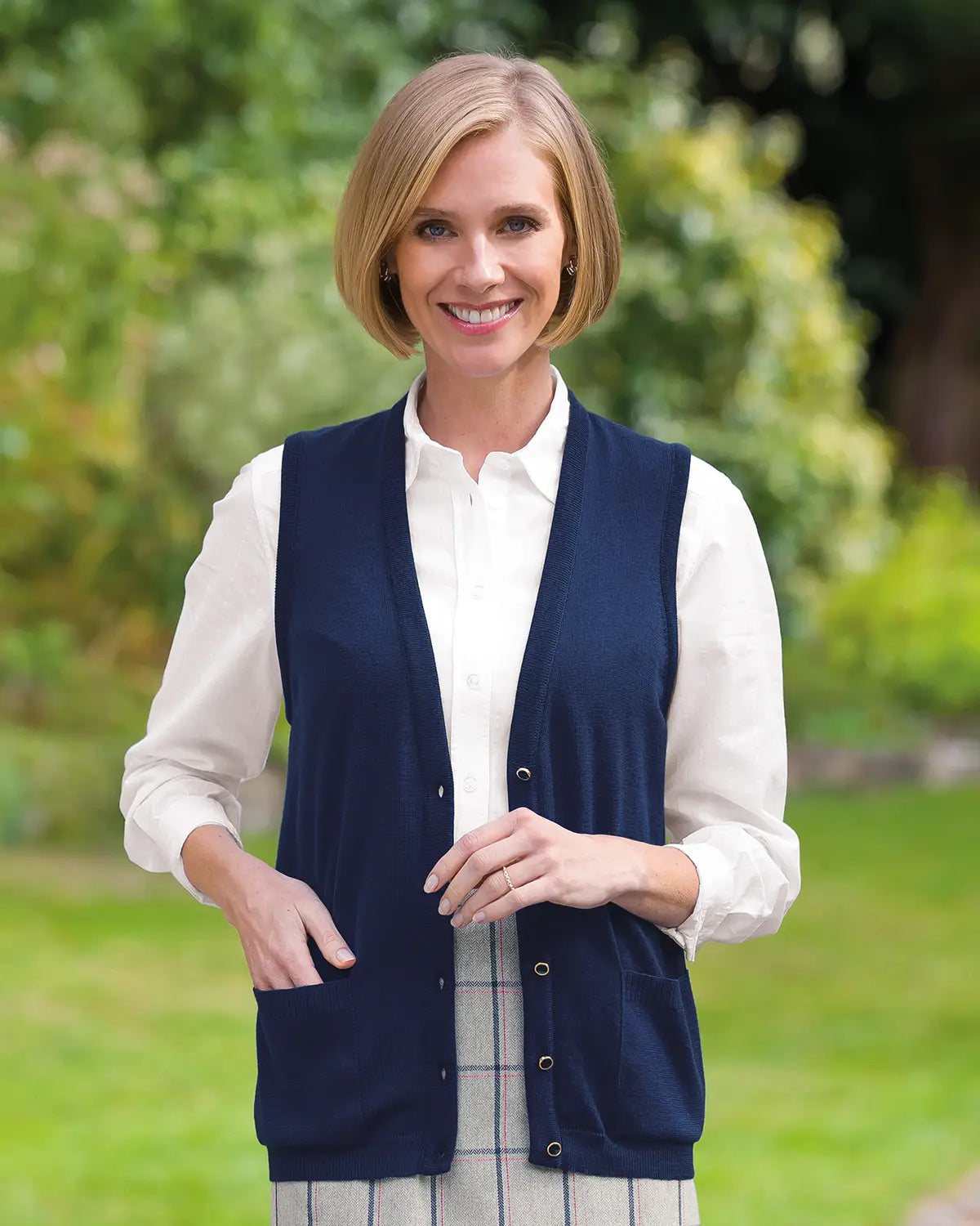 Ladies’ Pure Merino Wool Waistcoat – Navy