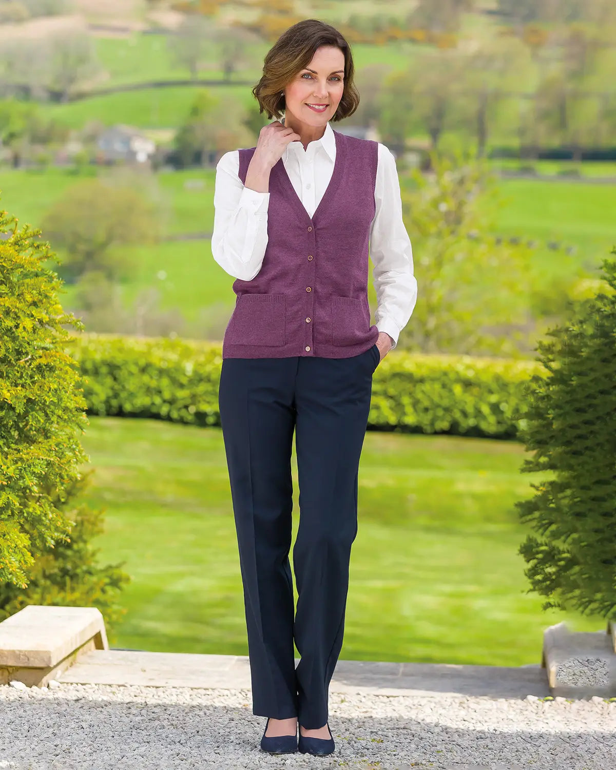 Ladies’ Pure Merino Wool Waistcoat – Plum