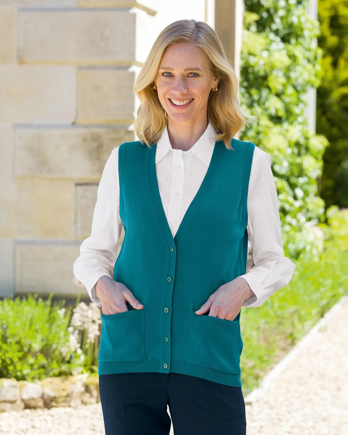 Ladies’ Pure Merino Wool Waistcoat – Teal