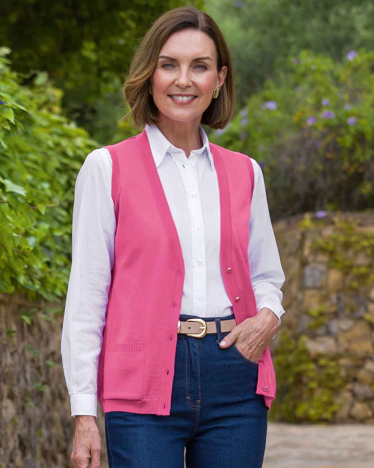 Merino Waistcoat - Bubblegum - Country Collection