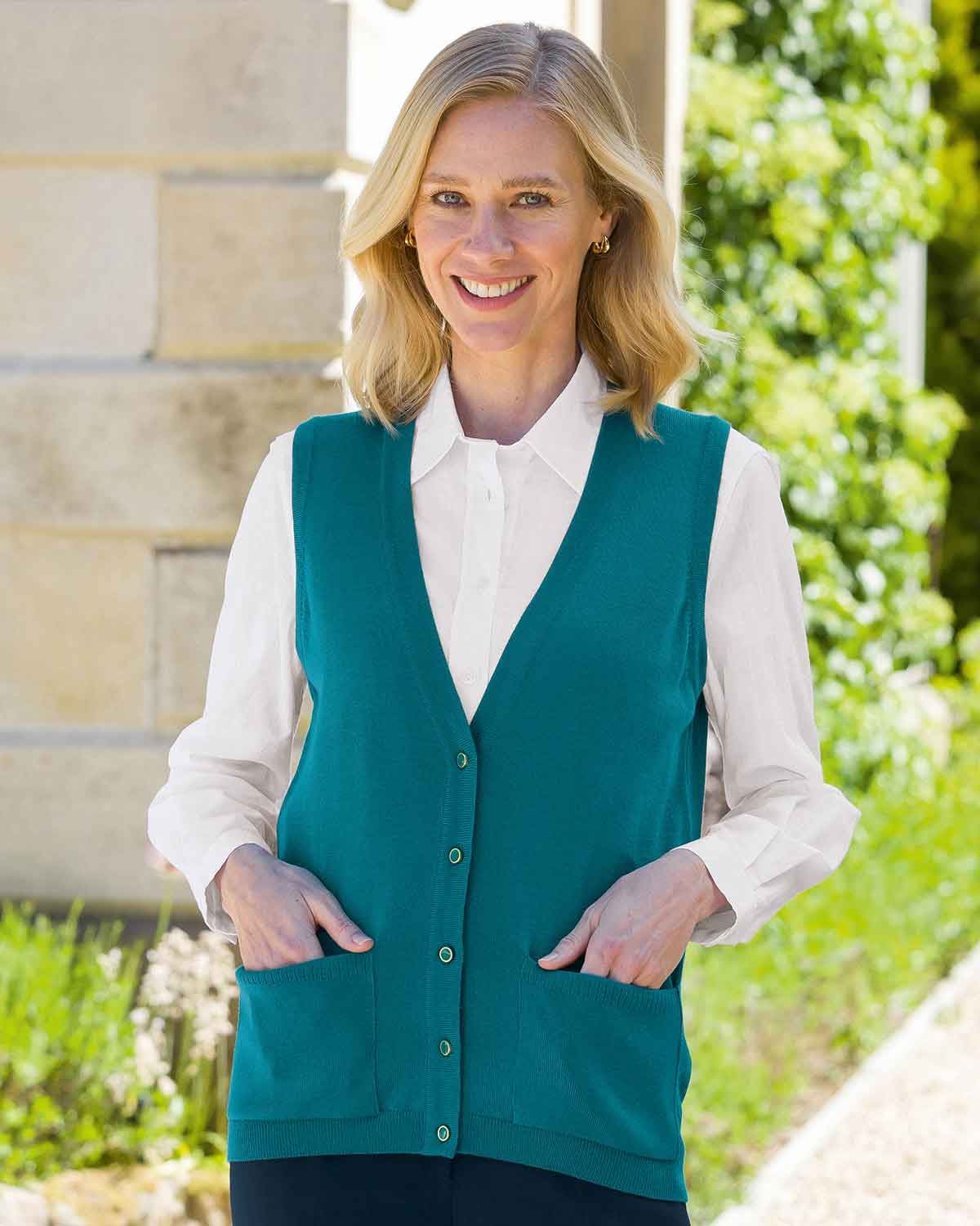 Merino Waistcoat - Teal - Country Collection