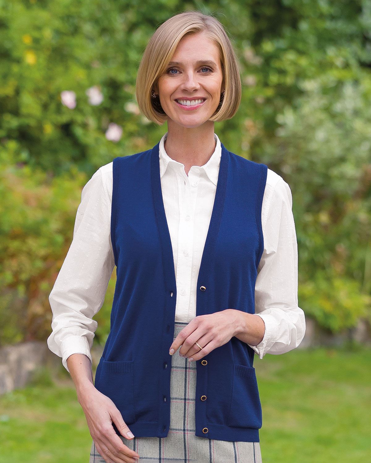 Merino Waistcoat - Sapphire - Country Collection