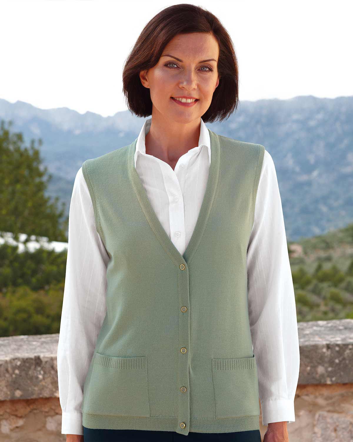 Merino Waistcoat - Sage - Country Collection