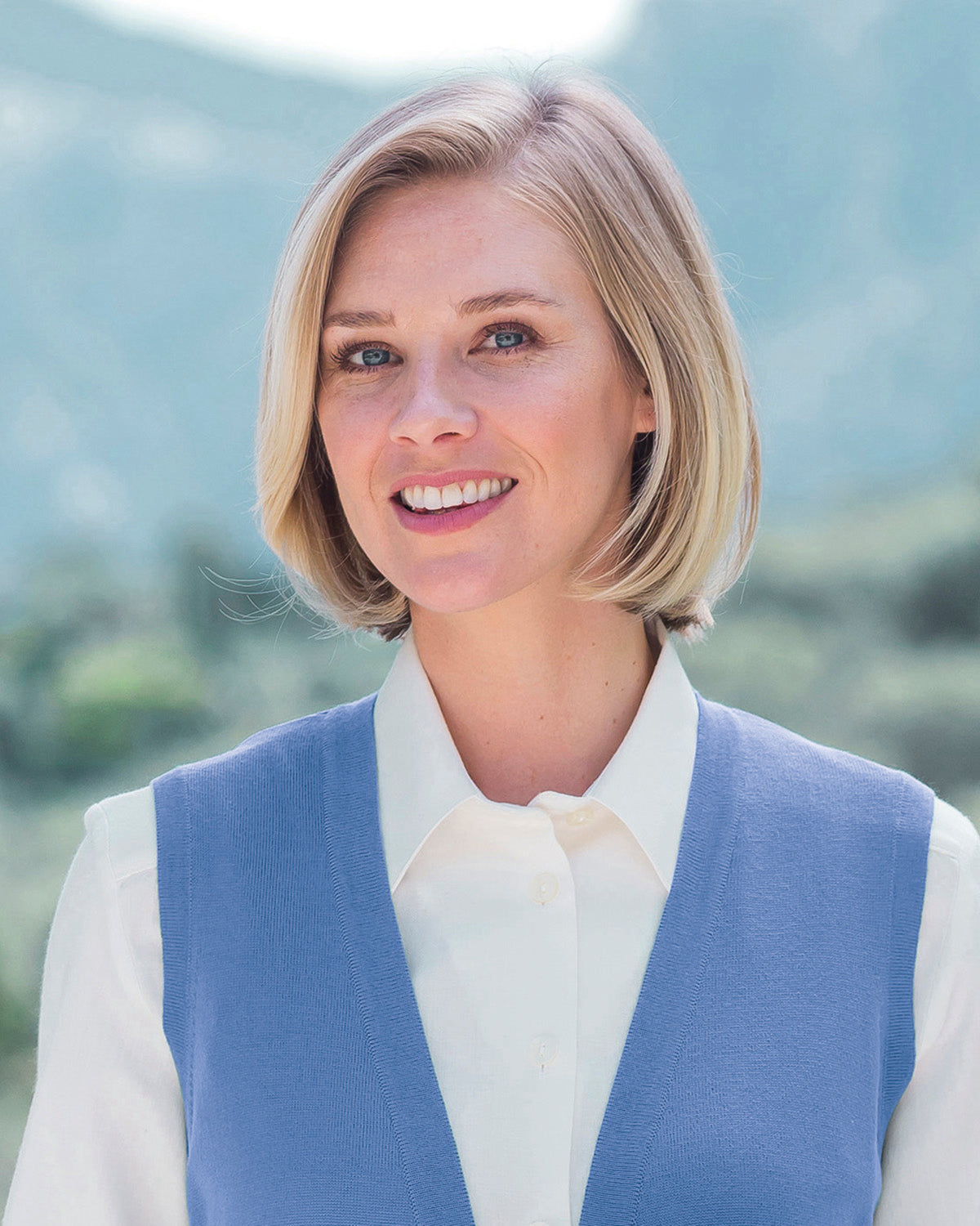 Ladies’ Pure Merino Wool Waistcoat – Bluebell
