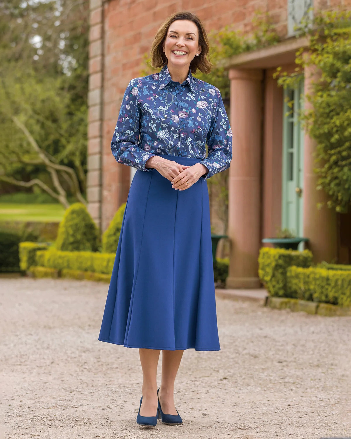 Ladies’ Sandown Wool Mix A-Line Skirt – Sapphire