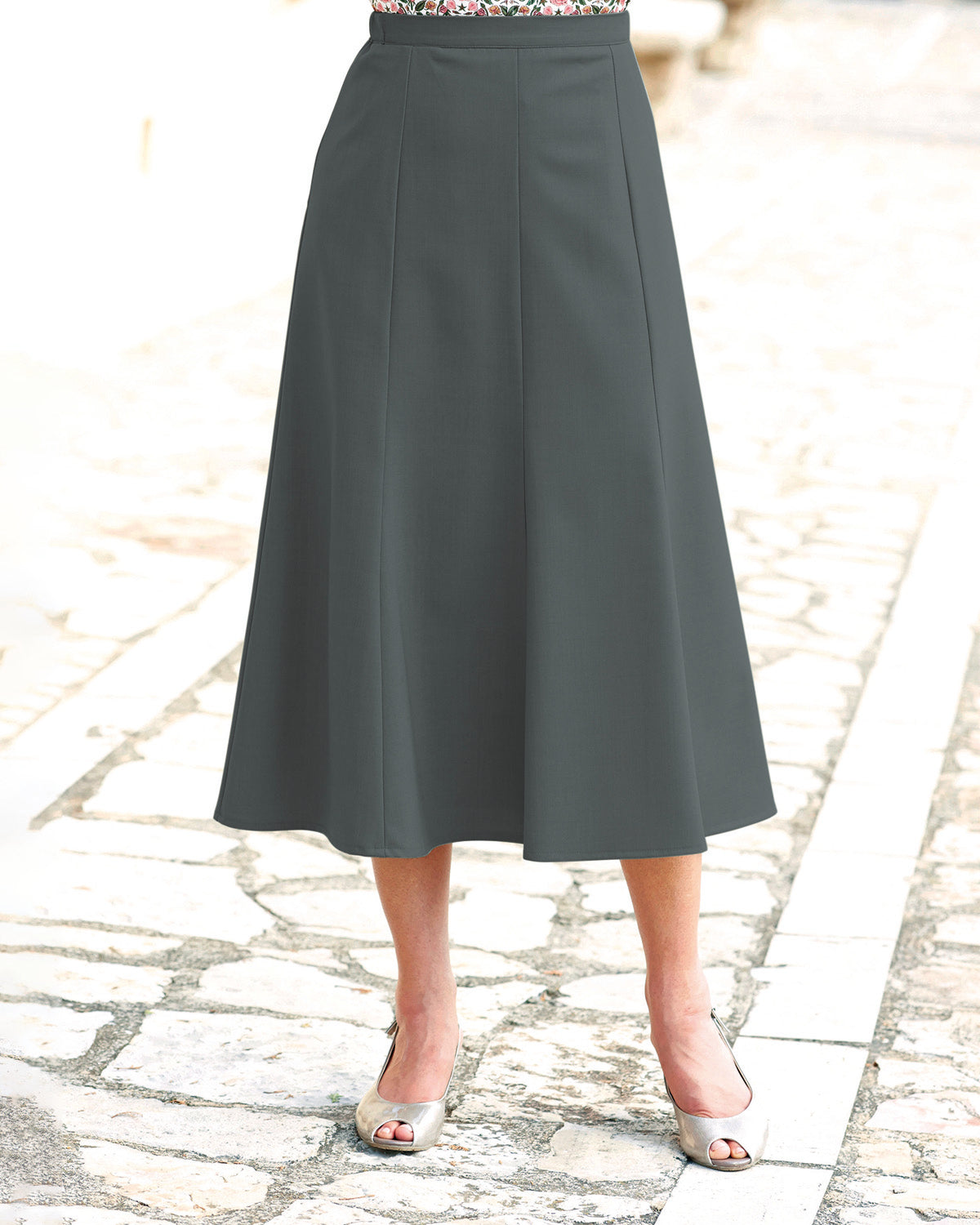 Ladies’ Sandown Wool Mix A-Line Skirt – Slate