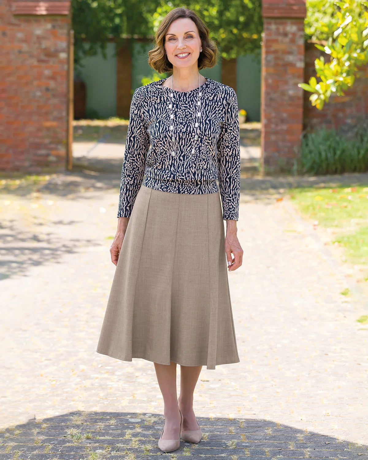 Ladies’ Sandown Wool Mix A-Line Skirt – Tawny