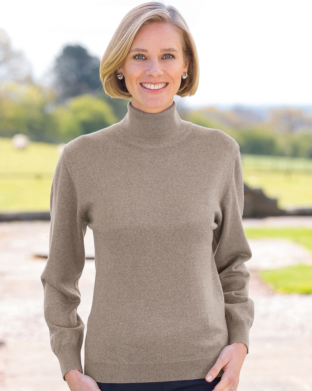 Merino Wool Roll Neck Jumper - Tawny - Country Collection
