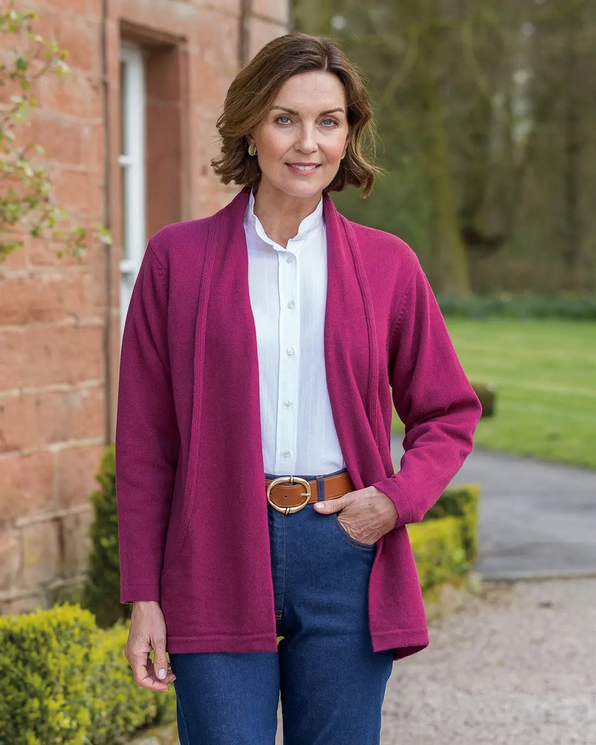 Sienna Pure Lambswool Edge to Edge Cardigan – Redcurrant