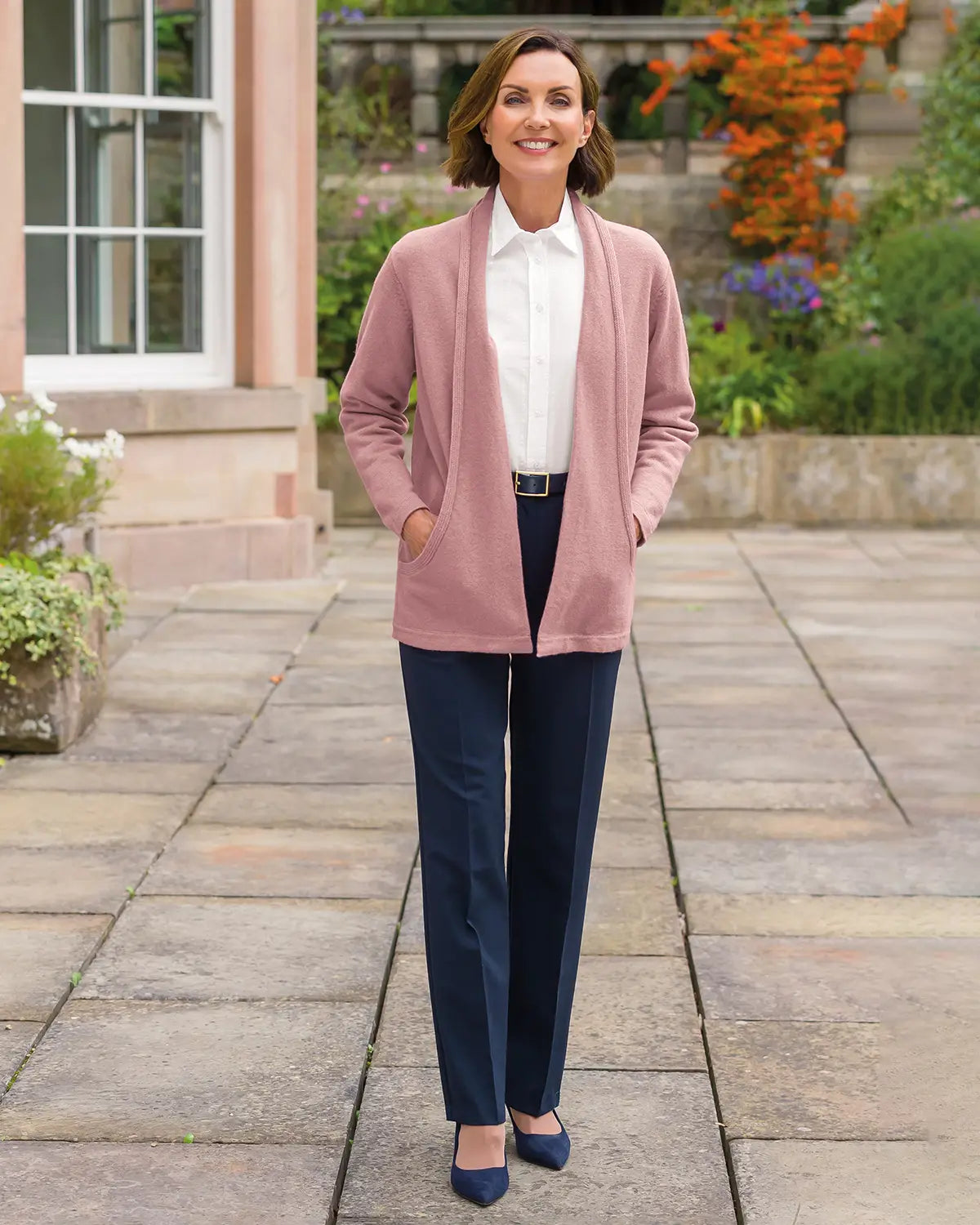 Sienna Pure Lambswool Edge to Edge Cardigan – Dusky Rose