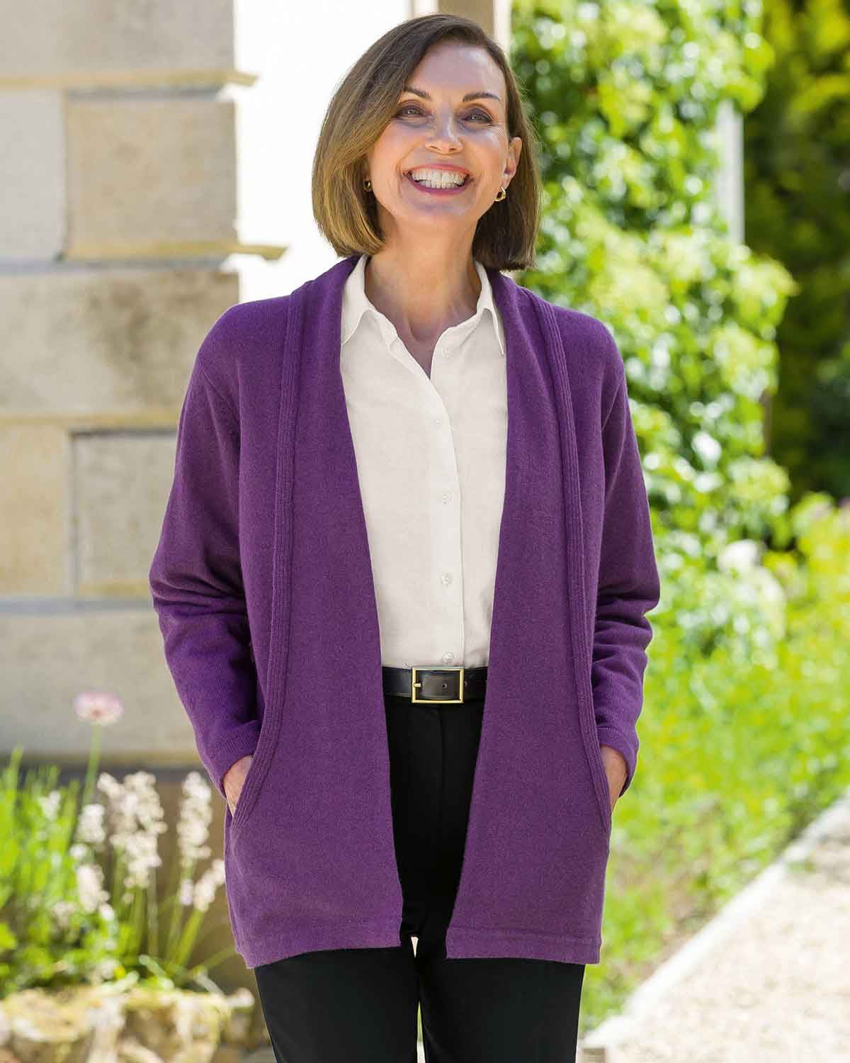 Sienna Edge to Edge Cardigan - Violet - Country Collection