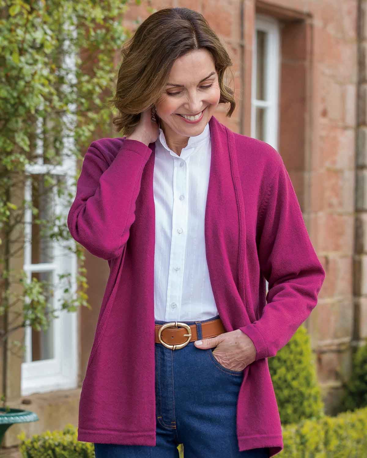 Sienna Edge to Edge Cardigan - Redcurrent - Country Collection