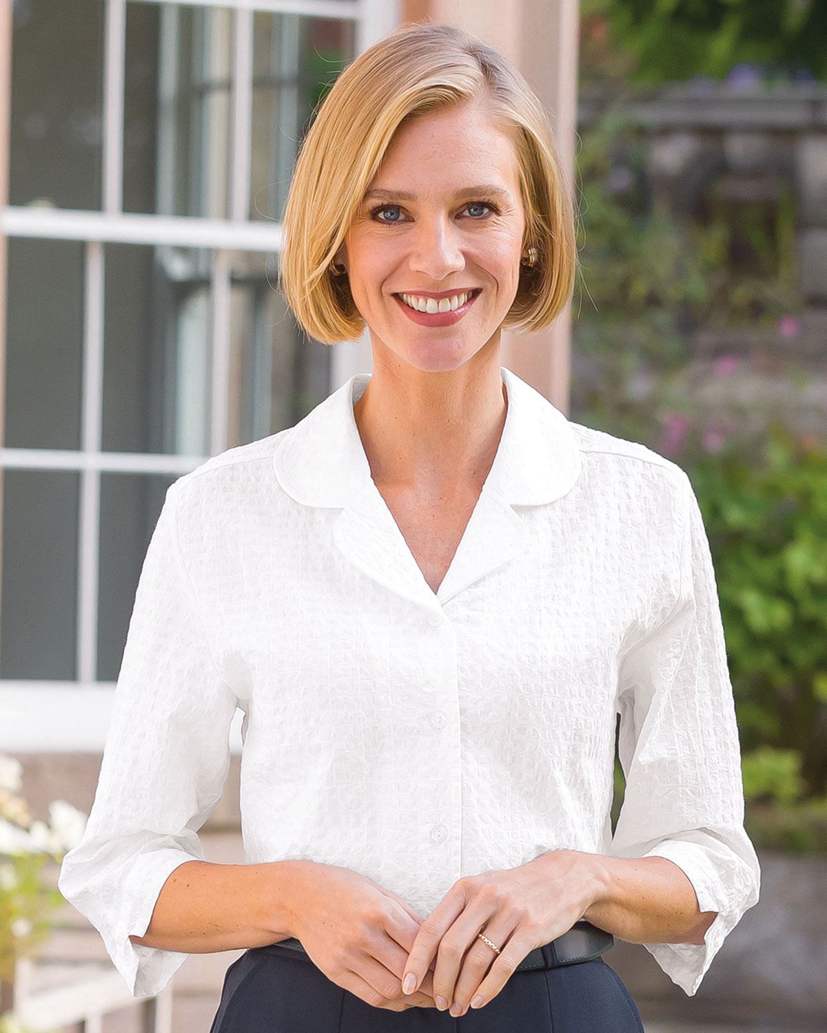 Gail Cotton Rich Seersucker White Blouse - White - Country Collection