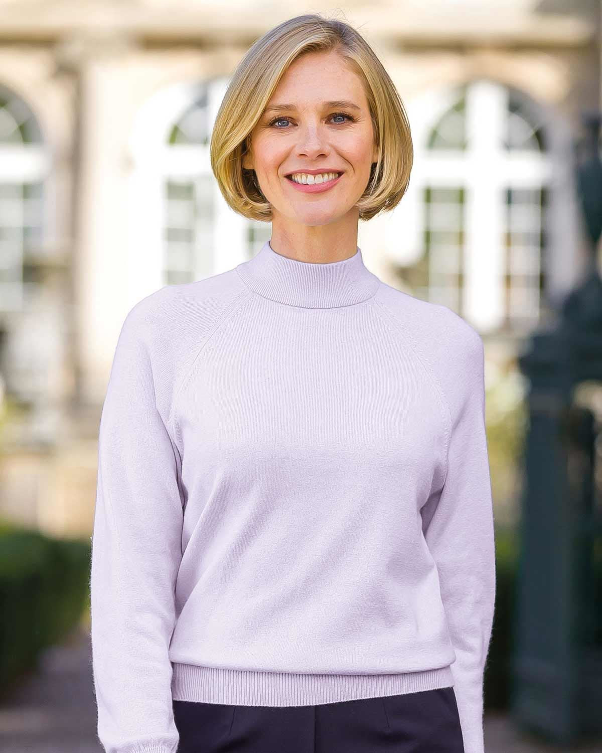 Cotton/Cashmere Turtle Neck Jumper - Lilac - Country Collection