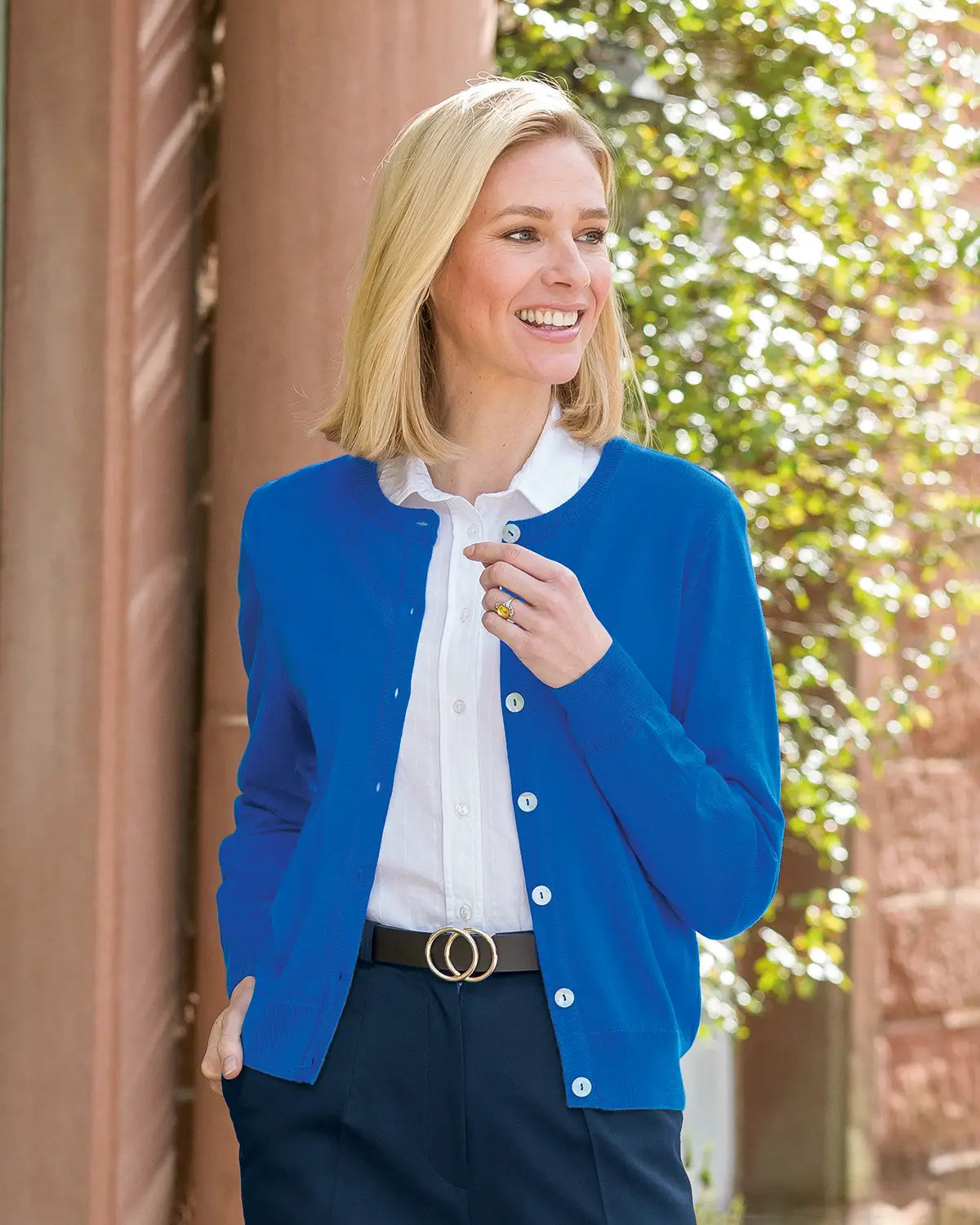 Ladies’ Pure Merino Wool Short Cardigan – Azure