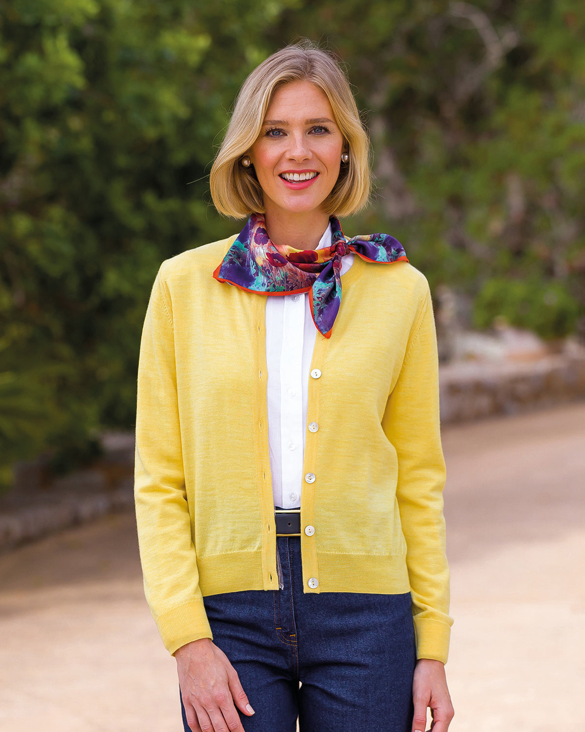 Ladies’ Pure Merino Wool Short Cardigan – Lemon
