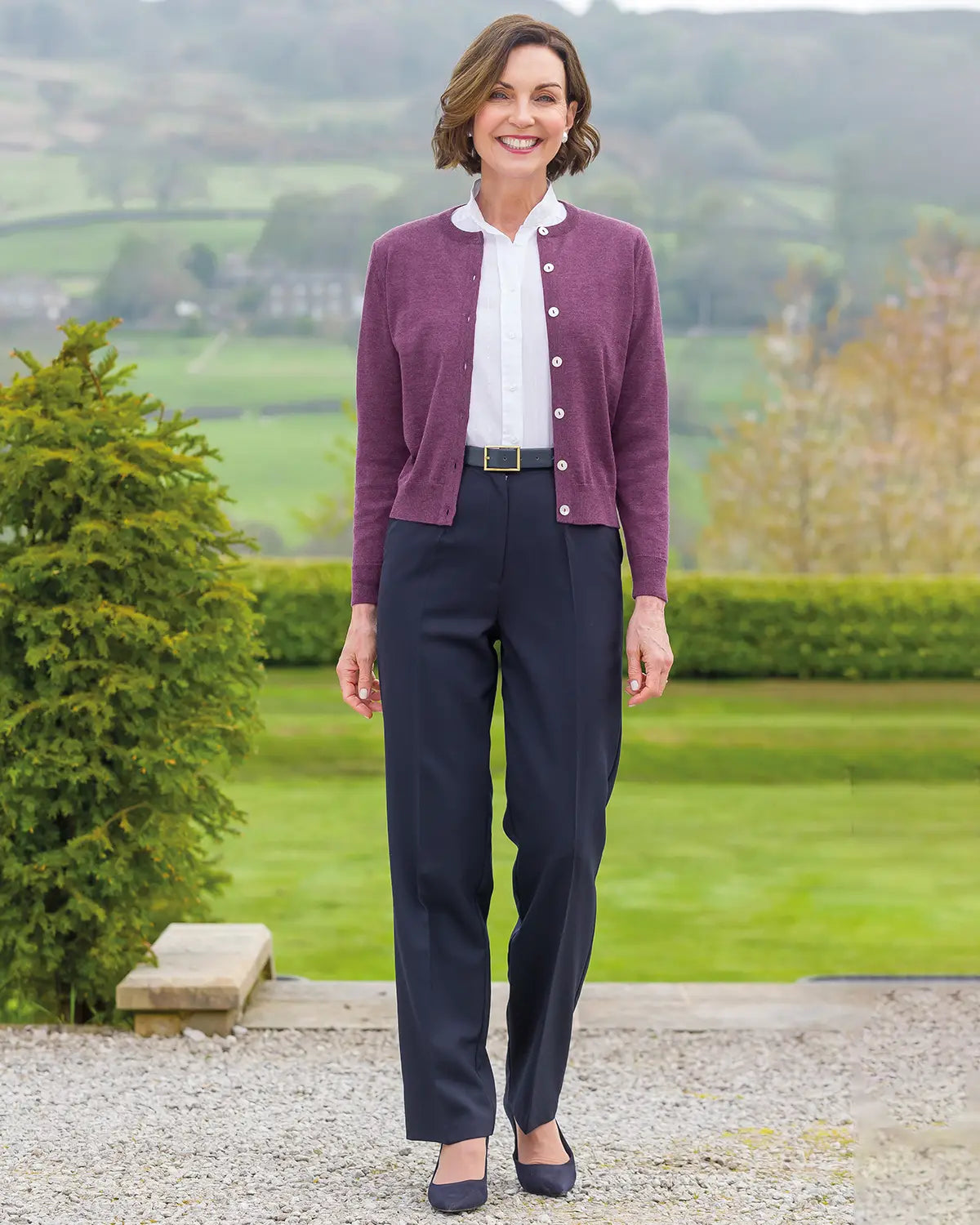 Ladies’ Pure Merino Wool Short Cardigan – Plum