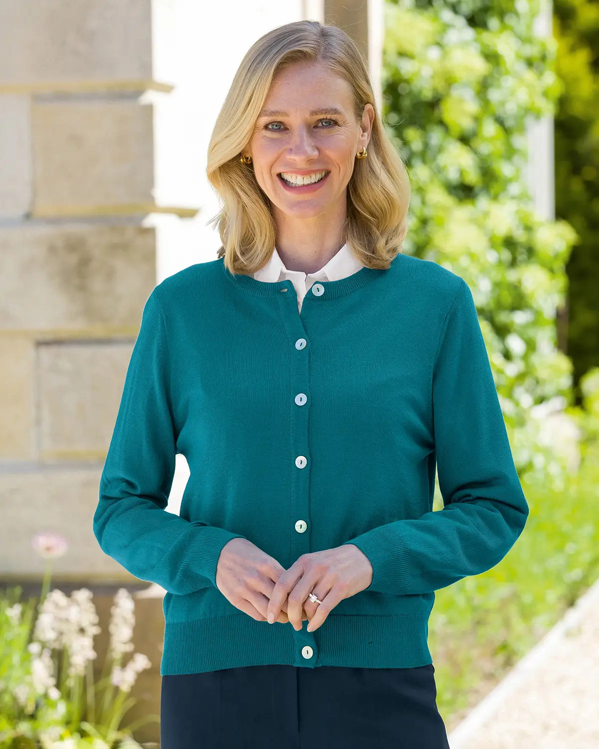 Ladies’ Pure Merino Wool Short Cardigan – Teal