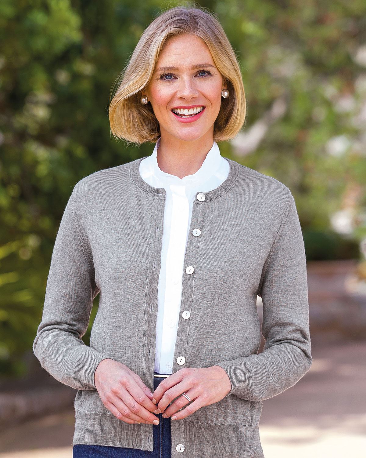 Merino Short Cardigan - Grey - Country Collection