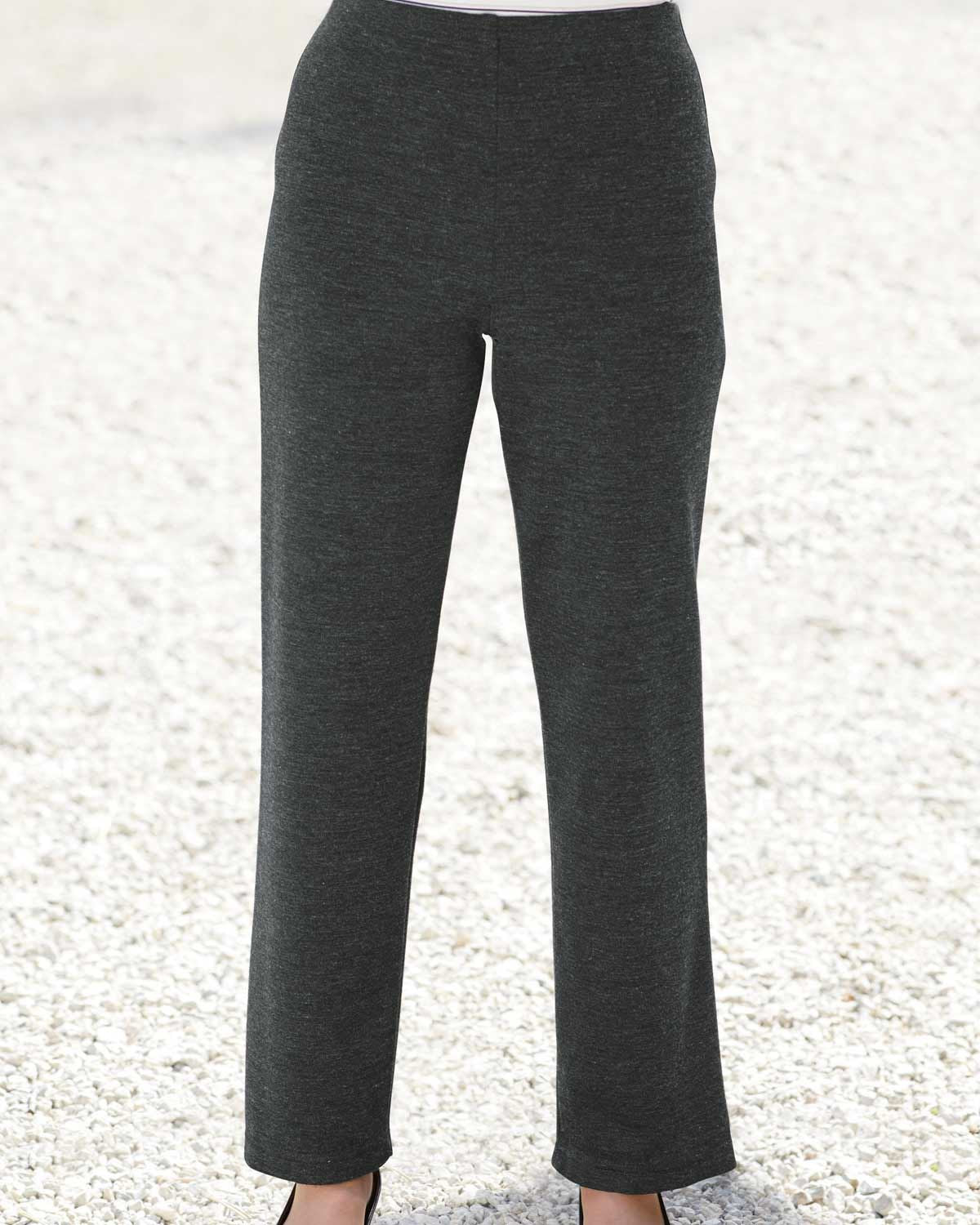 Wool Blend Pull on Trousers - Charcoal - Country Collection