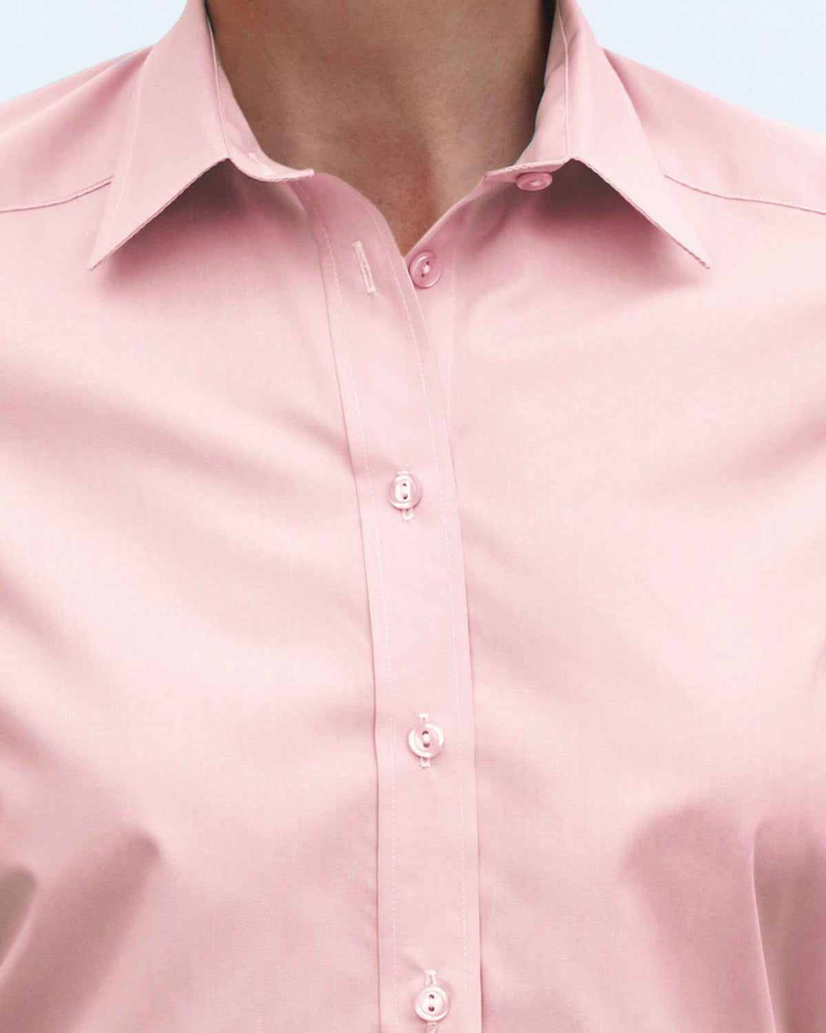 Ladies’ Easycare Polycotton Long Sleeve Shirt – Pale Pink