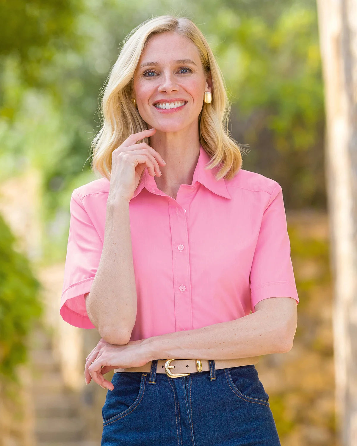 Ladies’ Easycare Polycotton Short Sleeve Shirt – Tea Rose