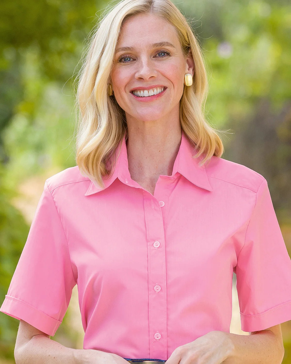 Ladies’ Easycare Polycotton Short Sleeve Shirt – Tea Rose