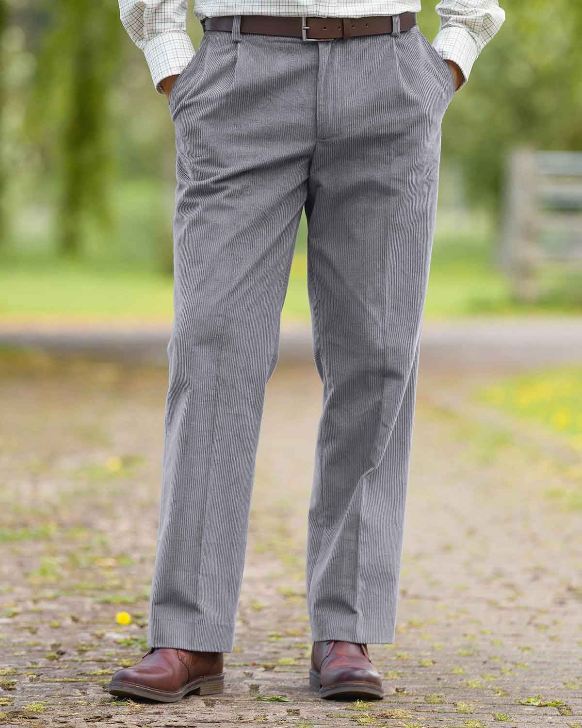 Corduroy Trousers  Mens - Grey - Country Collection