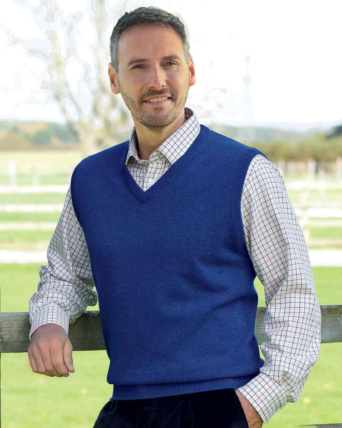 Lambswool Slipover  Mens - Dark Cobalt - Country Collection