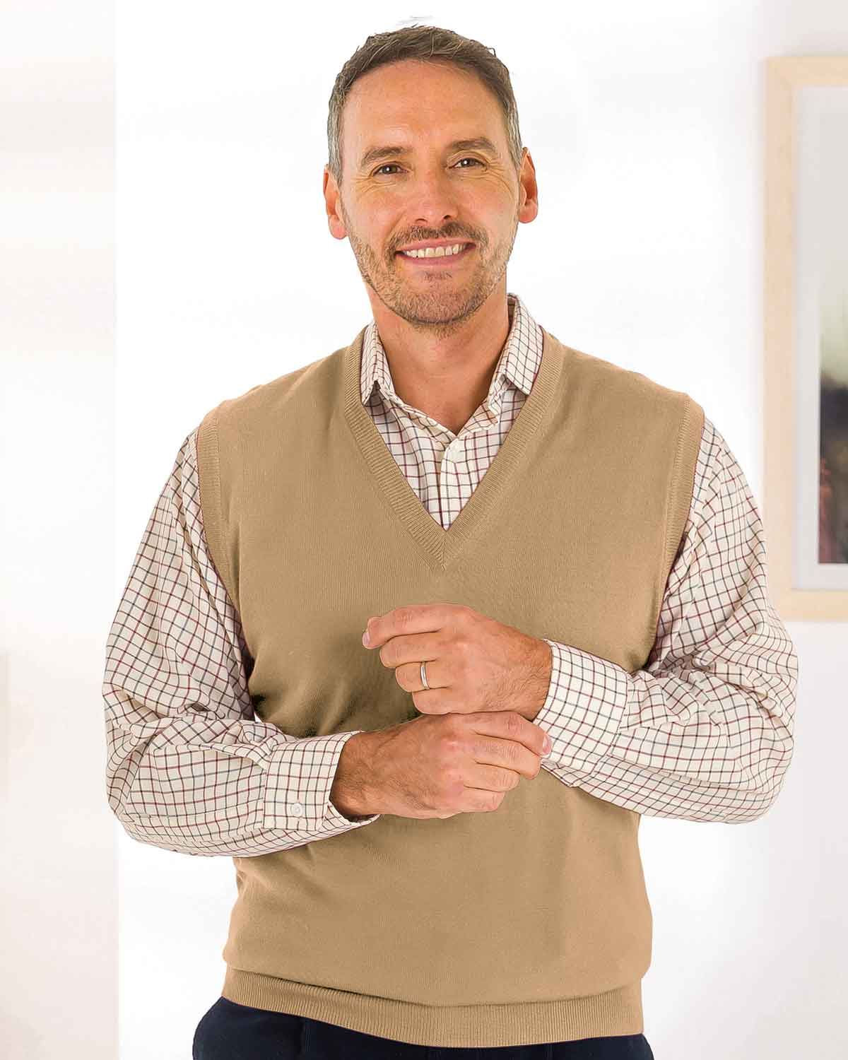 Merino Slipover Mens - Camel - Country Collection