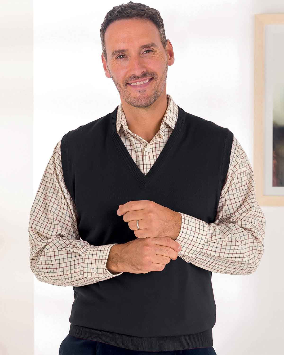 Merino Slipover Mens - Black - Country Collection