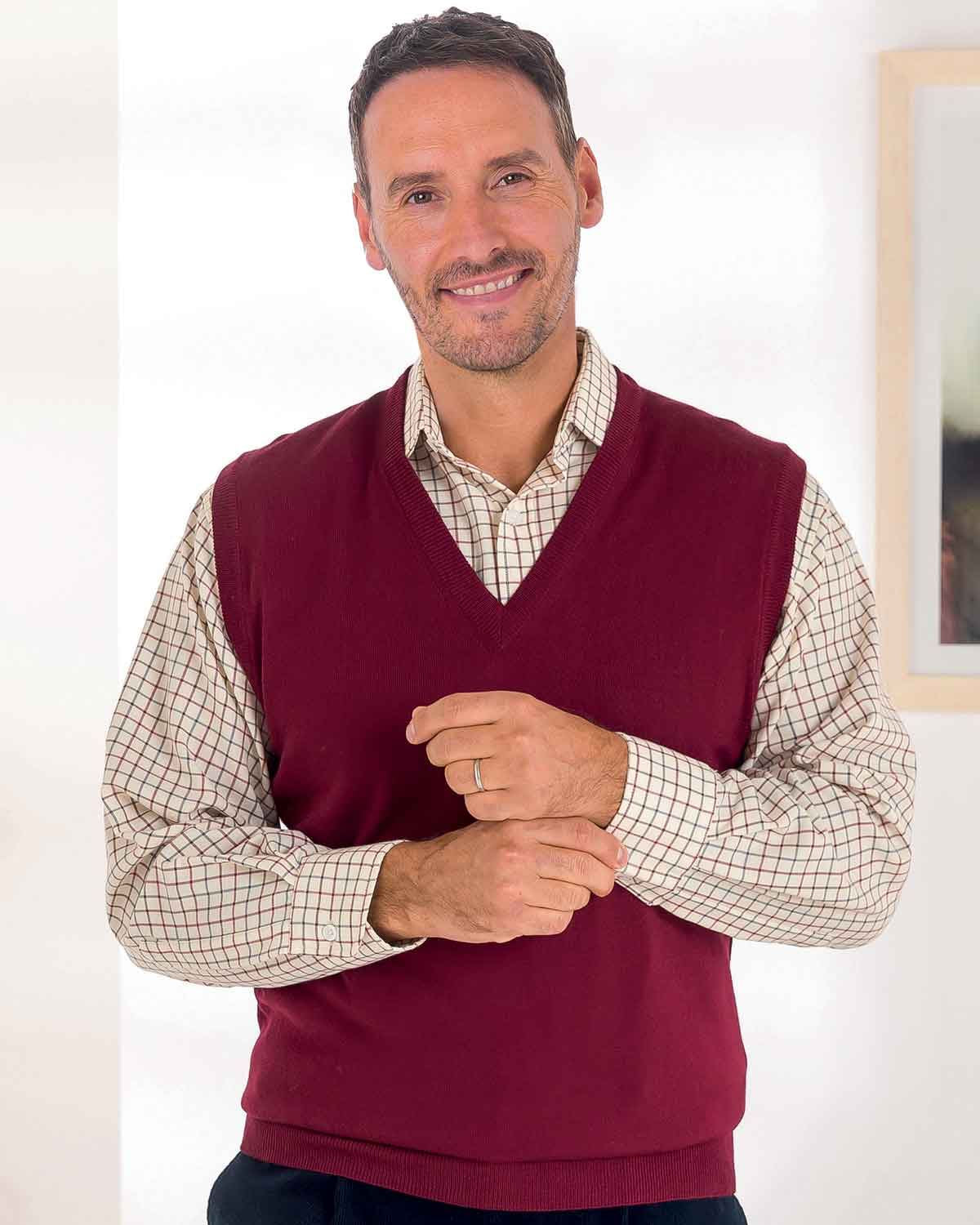 Merino Slipover Mens - Claret - Country Collection