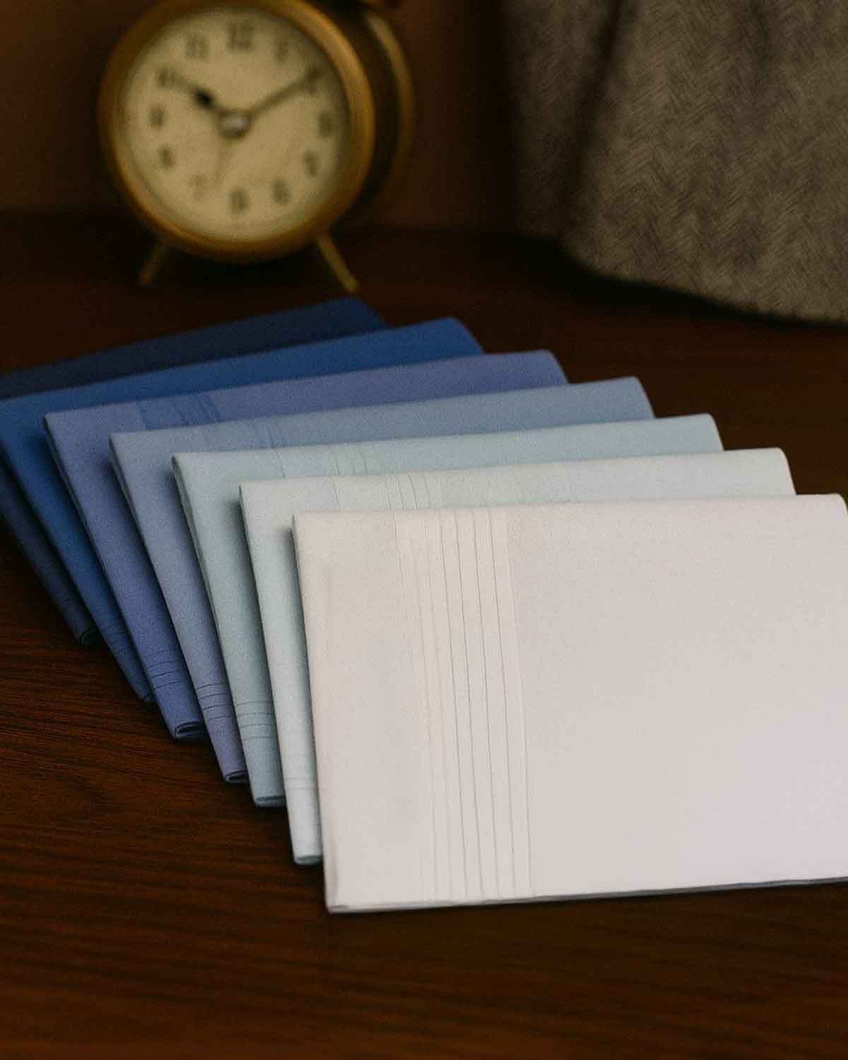 Mens 7 Pack Plain Pure Cotton Handkerchiefs - Blue/White - Country Collection