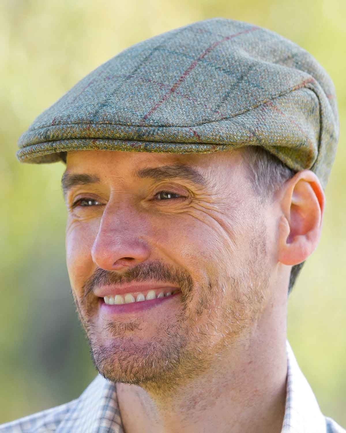 Men’s Tweed Wool Flat Cap - Green - Country Collection