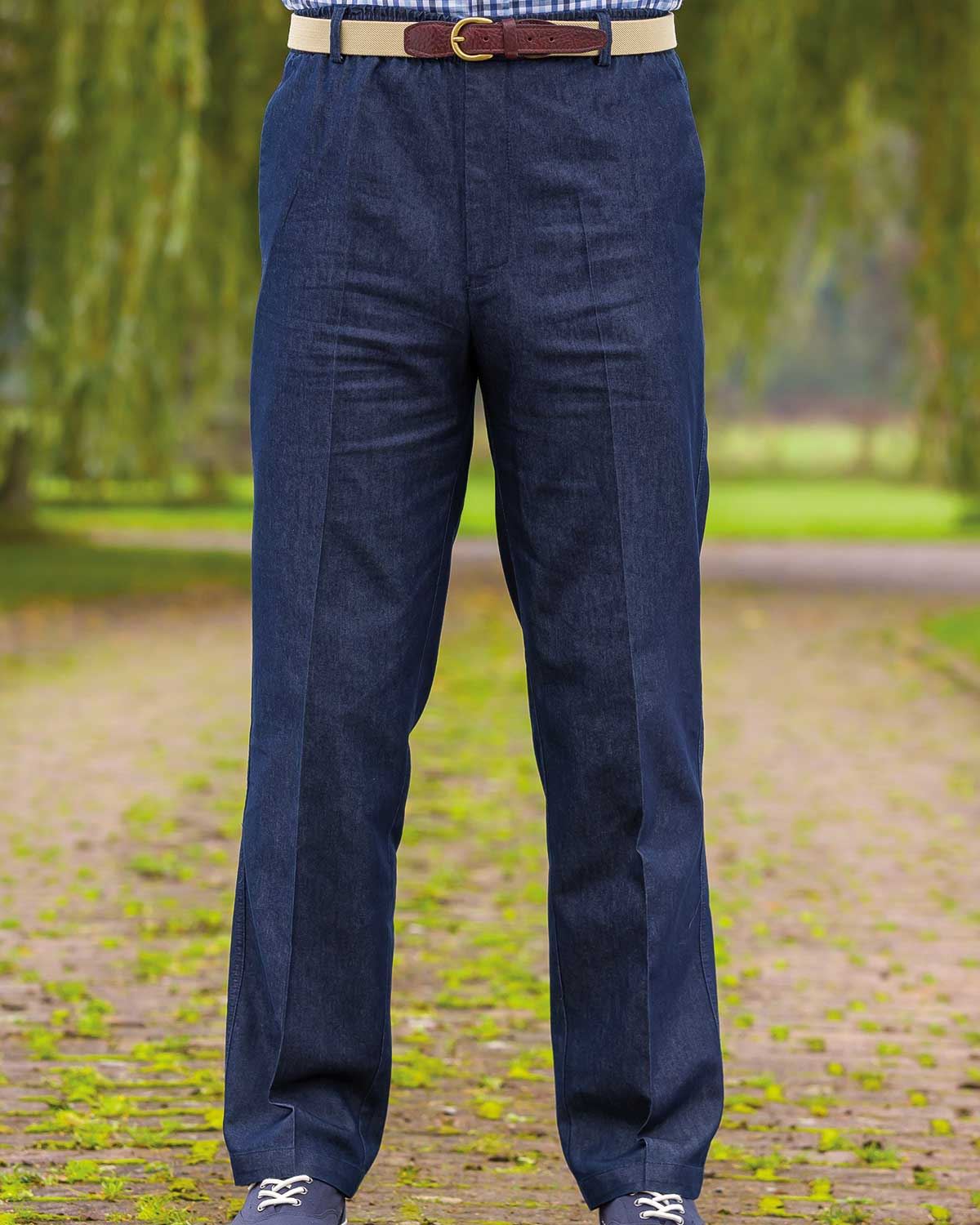 Casual Drawstring Trousers - Denim - Country Collection