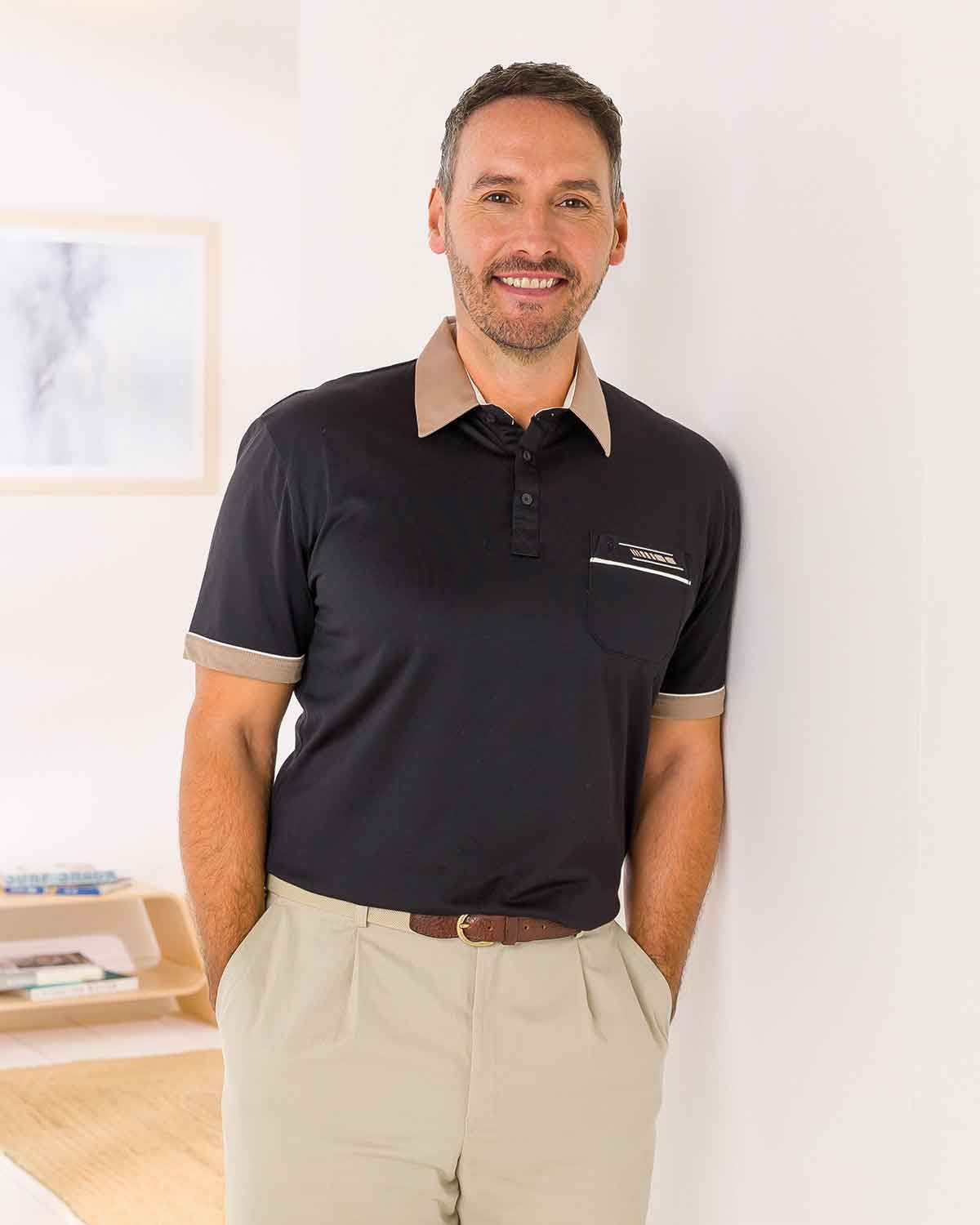 Gabicci Mens Short Sleeve Polo Top - Black - Country Collection