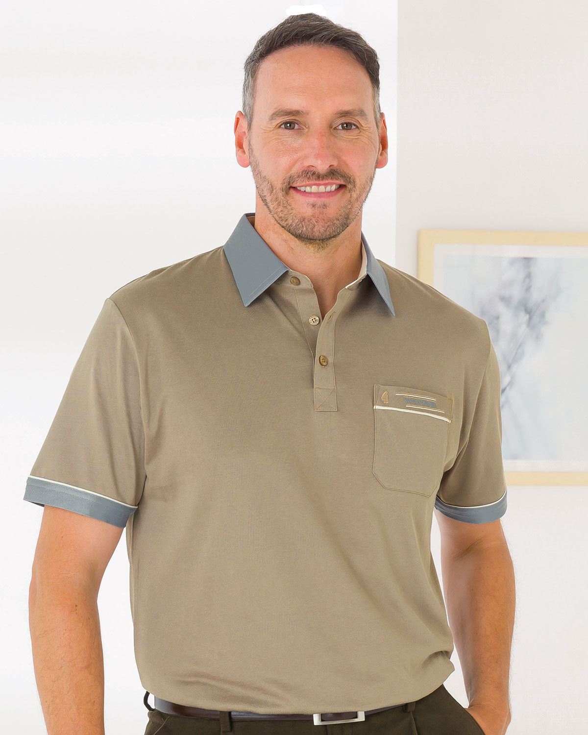 Gabicci Mens Short Sleeve Polo Top - Camel - Country Collection