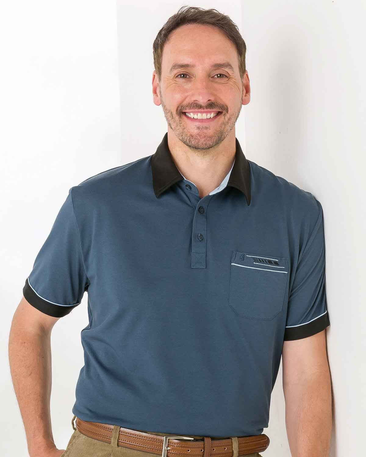 Gabicci Mens Short Sleeve Polo Top - Indigo - Country Collection