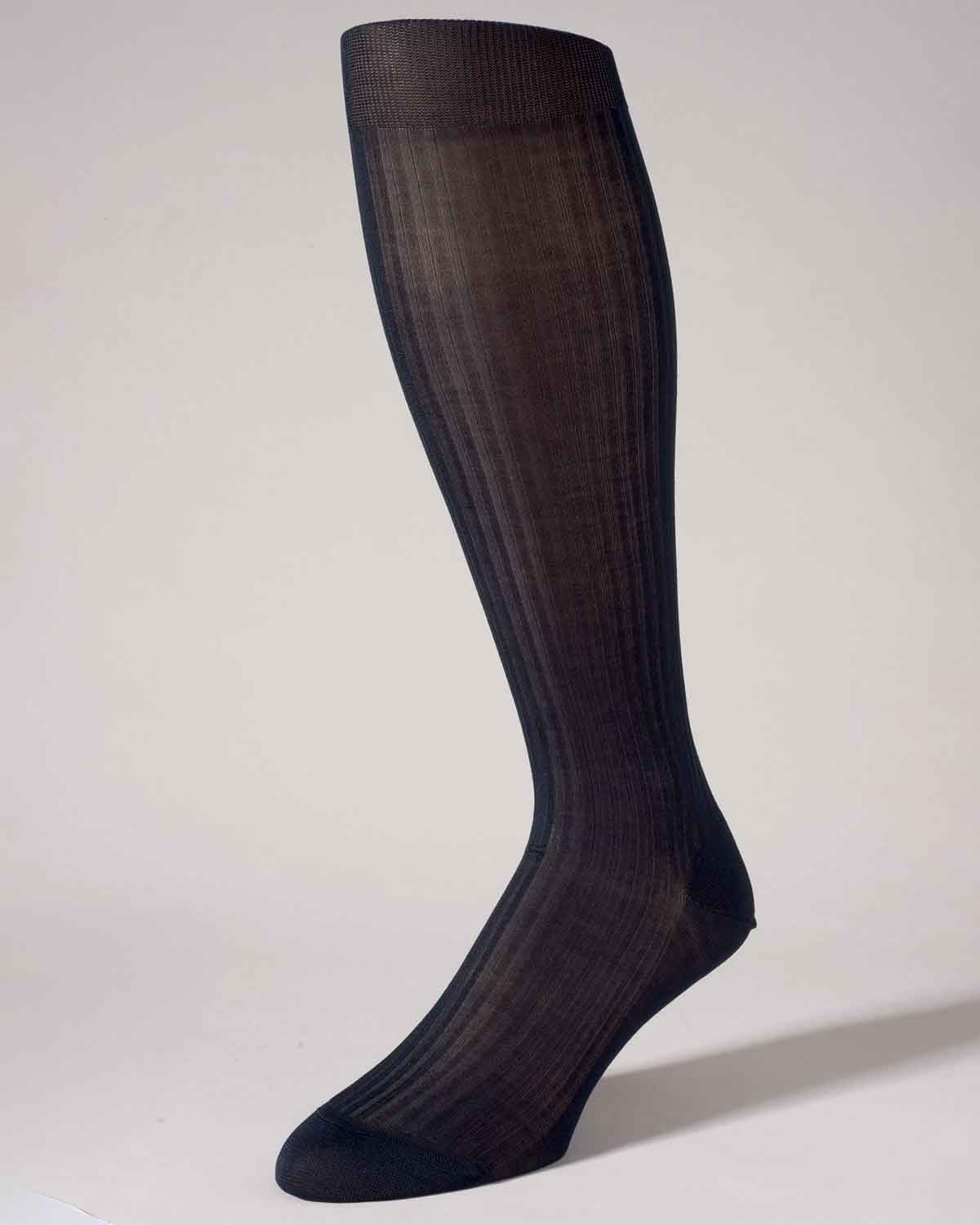 Pantherella Pure Cotton Knee Socks - Navy - Country Collection